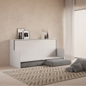 Letto a scomparsa divano salvaspazio bianco con materasso Kando Sofà MBF Sconti