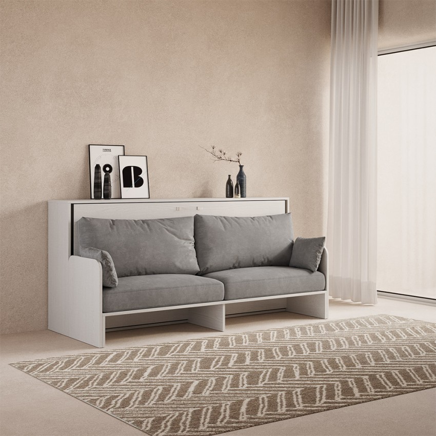 Letto a scomparsa divano salvaspazio bianco con materasso Kando Sofà MBF Promozione Letto a scomparsa divano salvaspazio bianco con materasso Kando Sofà MBF Promozione