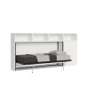 Lit escamotable avec matelas simple armoire étagères blanc Kando A Vente