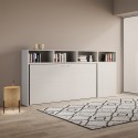 Letto a scomparsa con materasso singolo armadio scaffali bianco  Kando A Sconti