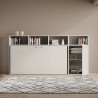 Letto a scomparsa con materasso singolo armadio scaffali bianco  Kando A Stock