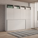 Letto singolo a scomparsa orizzontale materasso armadio libreria Kando B Sconti