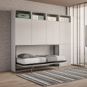Letto singolo a scomparsa orizzontale materasso armadio libreria Kando B Promozione