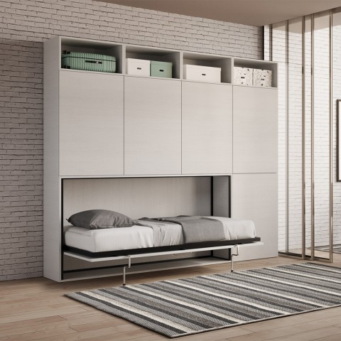 Letto singolo a scomparsa orizzontale materasso armadio libreria Kando B Promozione