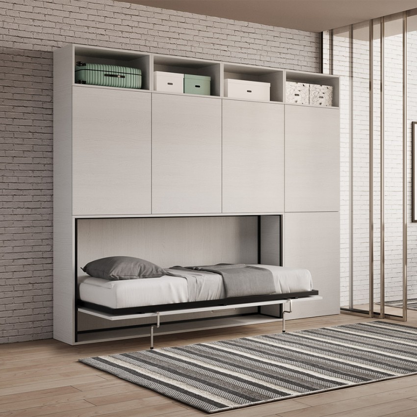 Letto singolo a scomparsa orizzontale materasso armadio libreria Kando B Promozione Letto singolo a scomparsa orizzontale materasso armadio libreria Kando B Promozione