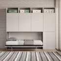 Letto singolo a scomparsa orizzontale materasso armadio libreria Kando B Saldi