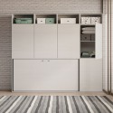 Letto singolo a scomparsa orizzontale materasso armadio libreria Kando B Stock
