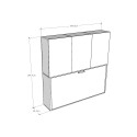 Mobile avec lit simple escamotable horizontal armoires blanc Kando D Dimensions
