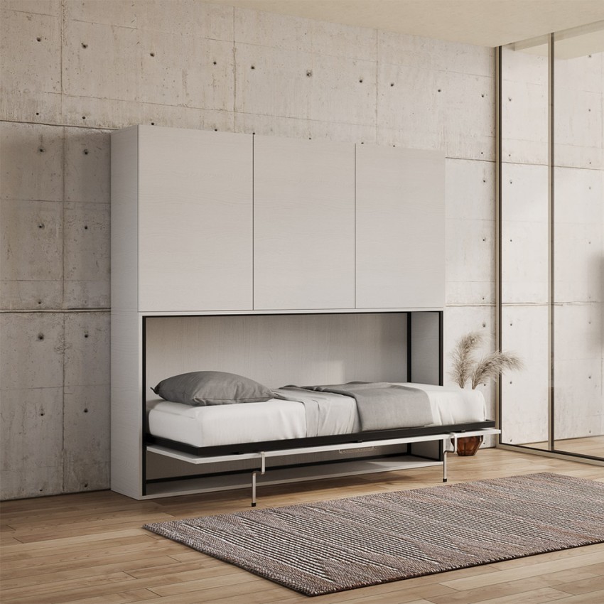 Schrank mit horizontal ausklappbarem Einzelbett, weiß, Kando D Aktion Schrank mit horizontal ausklappbarem Einzelbett, weiß, Kando D Aktion