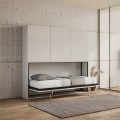 Mobile avec lit simple escamotable horizontal armoires blanc Kando D Promotion