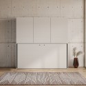 Mobile avec lit simple escamotable horizontal armoires blanc Kando D Catalogue