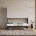 Mobile avec lit simple escamotable horizontal armoires blanc Kando D Remises