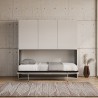 Mobile avec lit simple escamotable horizontal armoires blanc Kando D Remises
