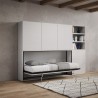 Letto singolo a scomparsa orizzontale mobile con libreria bianco Kando F Promozione