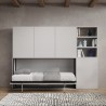 Letto singolo a scomparsa orizzontale mobile con libreria bianco Kando F Saldi
