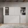 Letto singolo a scomparsa orizzontale mobile con libreria bianco Kando F Stock