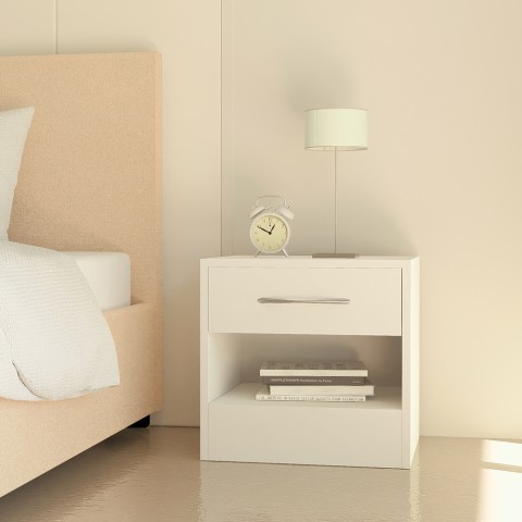Table de chevet blanche moderne avec 1 tiroir chambre à coucher/d'enfants Selina Promotion