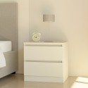 Comodino 2 cassetti legno bianco camera da letto moderno Harlene Promozione