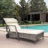 Lettino prendisole da giardino piscina in rattan ruote braccioli Kanani Vendita