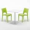 Weiß Tisch Quadratisch 70x70 cm mit 2 Bunten Stühlen Paris Meringue Modell
