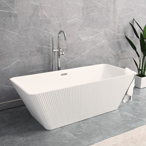 Rechteckige freistehende Badewanne 170x75 modern gerillt Arkoi Aktion