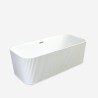 Vasca da bagno rettangolare freestanding bianco scanalata 170x75cm Lemno Offerta