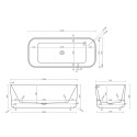 Vasca da bagno rettangolare freestanding bianco scanalata 170x75cm Lemno Catalogo