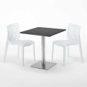 Schwarz Tisch Quadratisch 70x70 cm mit 2 Bunten Stühlen Gruvyer Rum Raisin 