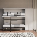 Letto a castello doppio a scomparsa bianco moderno con armadio Kando H Sconti