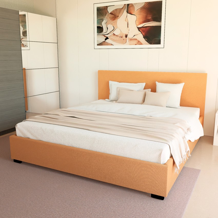 King Komplett Doppelbett mit Bettkasten Stoff Holz Bettrost 160x190 cm Basel Modell