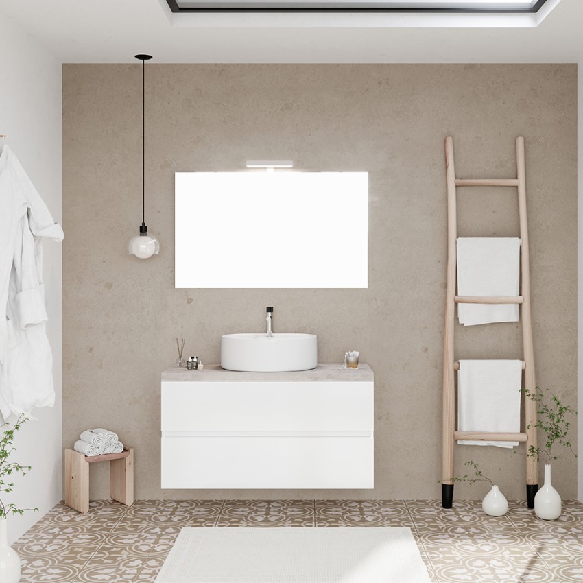 Badezimmerschrank 100 cm Wandwaschtisch LED-Spiegel City 100 Aktion Badezimmerschrank 100 cm Wandwaschtisch LED-Spiegel City 100 Aktion