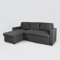 Divano letto con penisola e contenitore in tessuto 3 posti design Positis Offerta