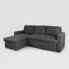Divano letto con penisola e contenitore in tessuto 3 posti design Positis Offerta