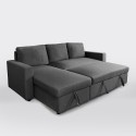 Divano letto con penisola e contenitore in tessuto 3 posti design Positis Catalogo