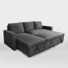 Divano letto con penisola e contenitore in tessuto 3 posti design Positis Catalogo