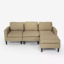 Divano 3 posti braccioli con pouf in tessuto salotto moderno elegante Steffy Modello