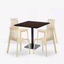 Ensemble Table Bois Métal Horeca 90x90cm 4 Chaises Design Empilables Dustin Restaurant Bar 
