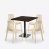 Couchtisch-Set aus Holz und Metall Horeca 90x90cm 4 stapelbare Designer-Stühle Dustin 