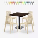Ensemble Table Bois Métal Horeca 90x90cm 4 Chaises Design Empilables Dustin Restaurant Bar 