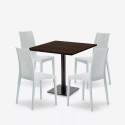 Ensemble Table Bois 90x90cm Horeca et 4 Chaises Empilables Poly RotinBar Restaurant Café Barrett 