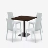 Ensemble Table Bois 90x90cm Horeca et 4 Chaises Empilables Poly RotinBar Restaurant Café Barrett 