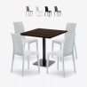 Ensemble Table Bois 90x90cm Horeca et 4 Chaises Empilables Poly RotinBar Restaurant Café Barrett Offre