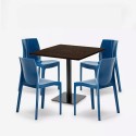 Set tavolino legno metallo Horeca 90x90cm 4 sedie impilabili bar ristorante Yanez 