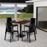 Set tavolino legno metallo Horeca 90x90cm 4 sedie impilabili bar ristorante Yanez 
