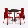 Set tavolino Horeca 90x90cm 4 sedie impilabile ristorante bar cucina Jasper 
