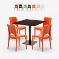 Ensemble Table 90x90cm Horeca et 4 Chaises Empilables Bar Restaurant Prince Promotion