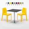 Tavolino Quadrato Nero 70x70 cm con 2 Sedie Colorate Ice Kiwi Scelta