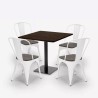 ensemble table bois métal horeca 90x90cm bar 4 chaises de style edgar 