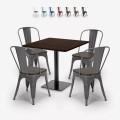 ensemble table bois métal horeca 90x90cm bar 4 chaises de style edgar Promotion