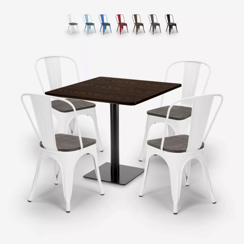 ensemble table bois métal horeca 90x90cm bar 4 chaises de style edgar Réductions ensemble table bois métal horeca 90x90cm bar 4 chaises de style edgar Réductions